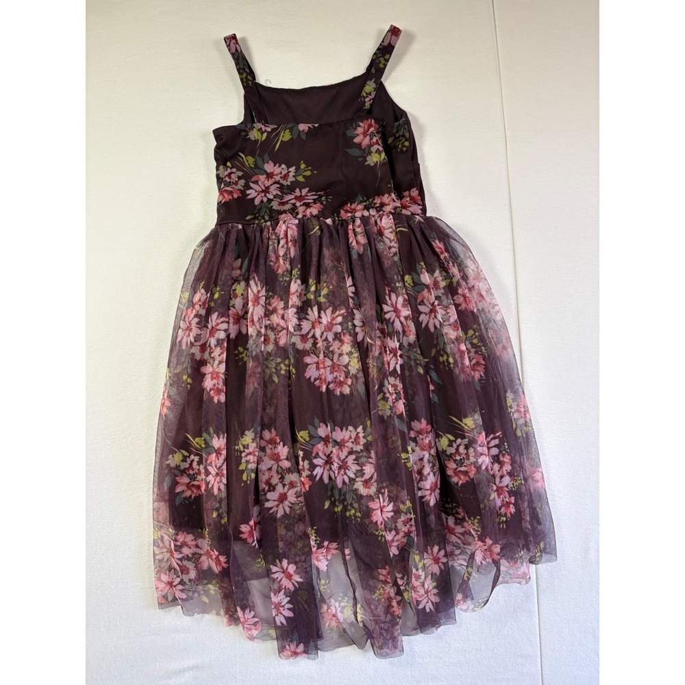 Zenzi Girls XL 14 Plum Purple Floral Tulle High-Low Party Dress